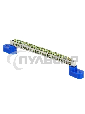 Шина нулевая N 6х9 24 отвер. никель 2 син. угловых изолятора PROxima EKF sn1-63-24-2