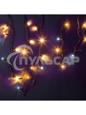 Гирлянда Neon-night Айсикл (бахрома) светодиодный, 4,0 х 0,6 м, с эффектом мерцания, черный провод каучук, 230 В, диоды теплый белый, 128 LED