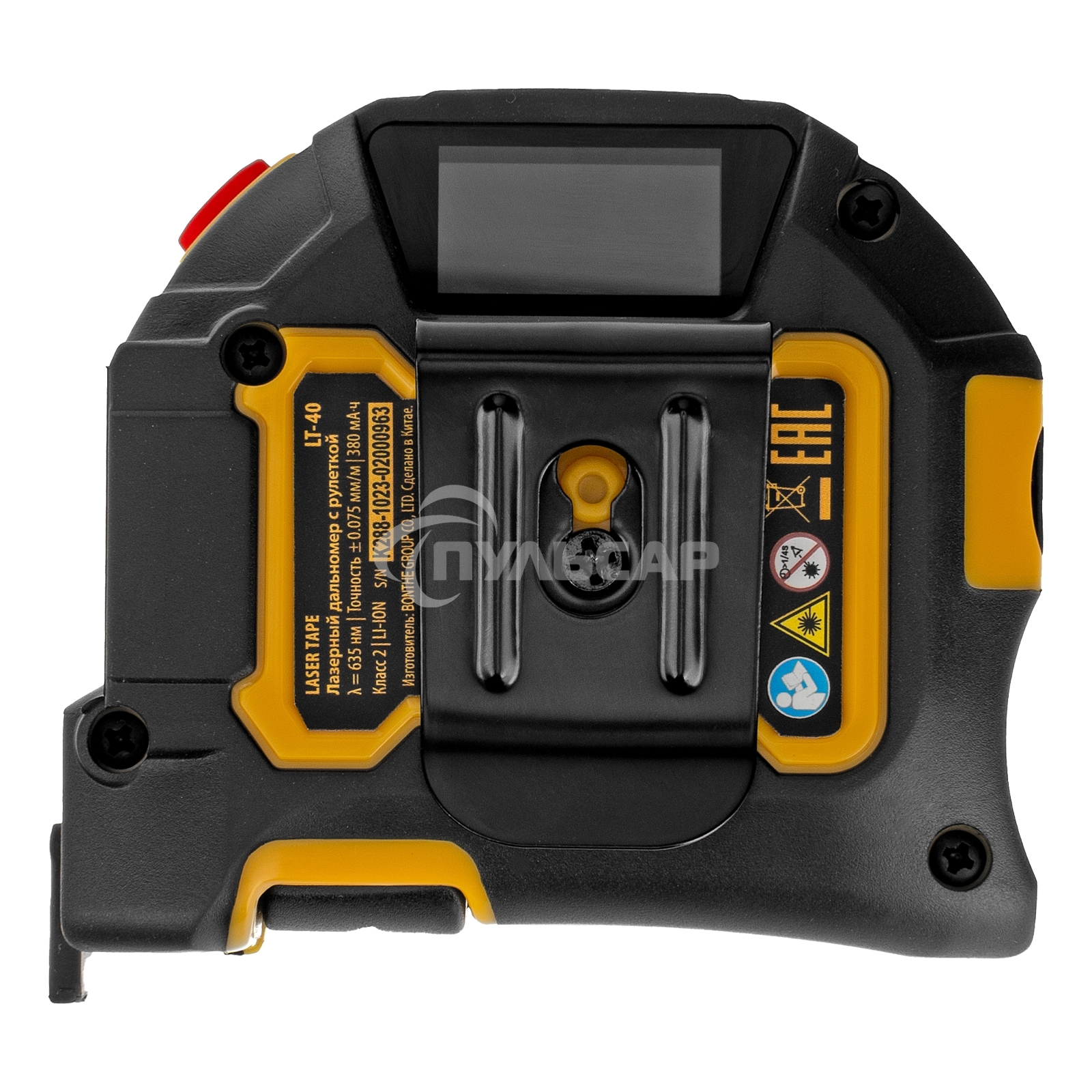 Лазерный дальномер с рулеткой Denzel LT-40, 5м x 19 мм, дальномер 40м, автомат. фиксация