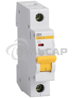 Выключатель автоматический модульный 1п D 4А 4.5кА ВА47-29 ИЭК MVA20-1-004-D