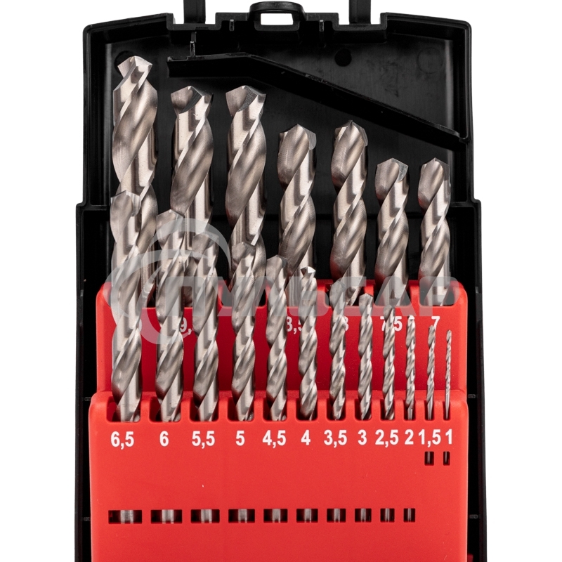 Набор сверл по металлу 1-10мм (через 0,5мм), 19 шт. Р6М5 Ш/Х KRANZ