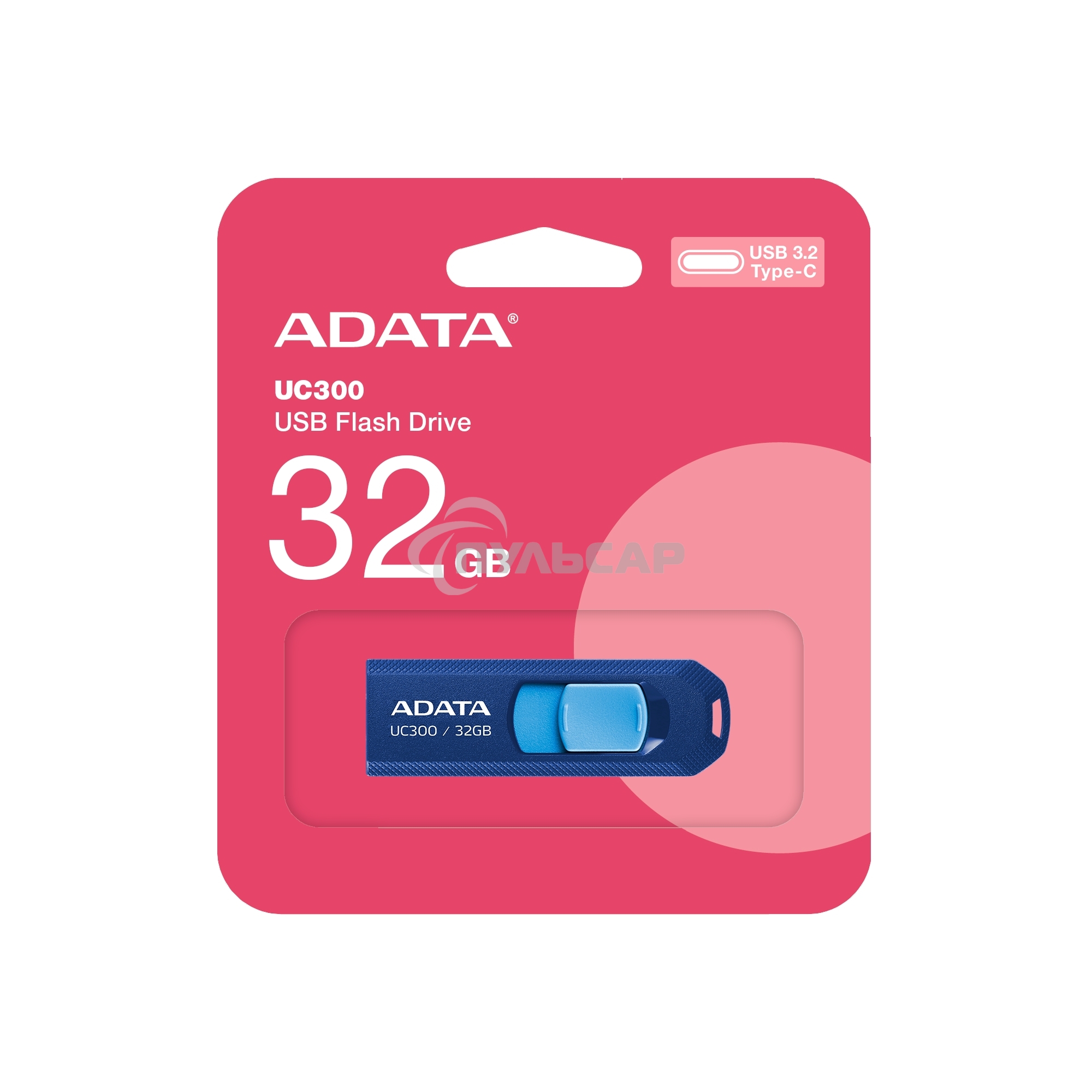 Флешка USB ADATA UC300 (ACHO-UC300-32G-RNB/BU), 32 Gb, Type-C USB 3.2 Gen1, R/W 100/30, синий/голубой