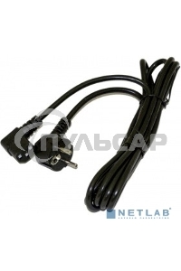 Кабель питания Hyperline PWC-IEC13A-SHM-1.8-BK компьютера (Schuko+C13 (угловая)) (3x0.75), 10A, угловая вилка, 1.8 м, черный