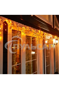 Гирлянда Neon-night Айсикл (бахрома) светодиодный, 4,8 х 0,6 м, черный провод, 230 В, диоды желтые, 176 LED