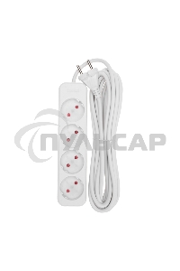 Удлинитель STANDARD 4 гнезда, 5м, 2х1,0мм², б/з, белый Rexant