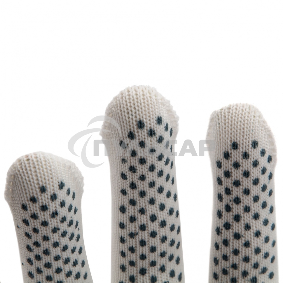 Перчатки из синтетической нити, ПВХ точка, 13 класс, белые, L Россия