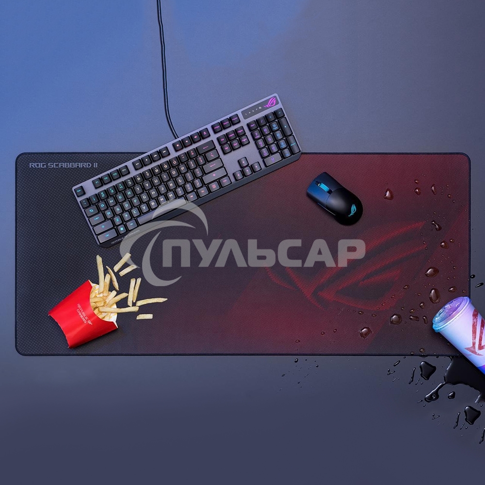Игровой коврик для мыши ASUS ROG Scabbard II (900 x 400 x 3 мм, резина, тканый материал, cиликон, 90MP00S0-B0UA00)