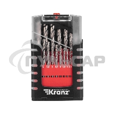 Набор сверл по металлу 1-10мм (через 0,5мм), 19 шт. Р6М5 Ш/Х KRANZ