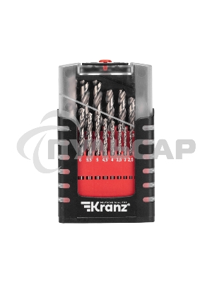 Набор сверл по металлу 1-10мм (через 0,5мм), 19 шт. Р6М5 Ш/Х KRANZ