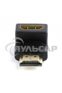 Переходник Cablexpert HDMI-HDMI 19F/19M, угловойсоединитель 90 градусов, золотые разъемы (A-HDMI90-FML)