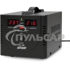 Стабилизатор напряжения Powerman AVS 1000D черный (220В±8% 1000ВА,8А,КПД 98%, циф. индикация вх./вых.)