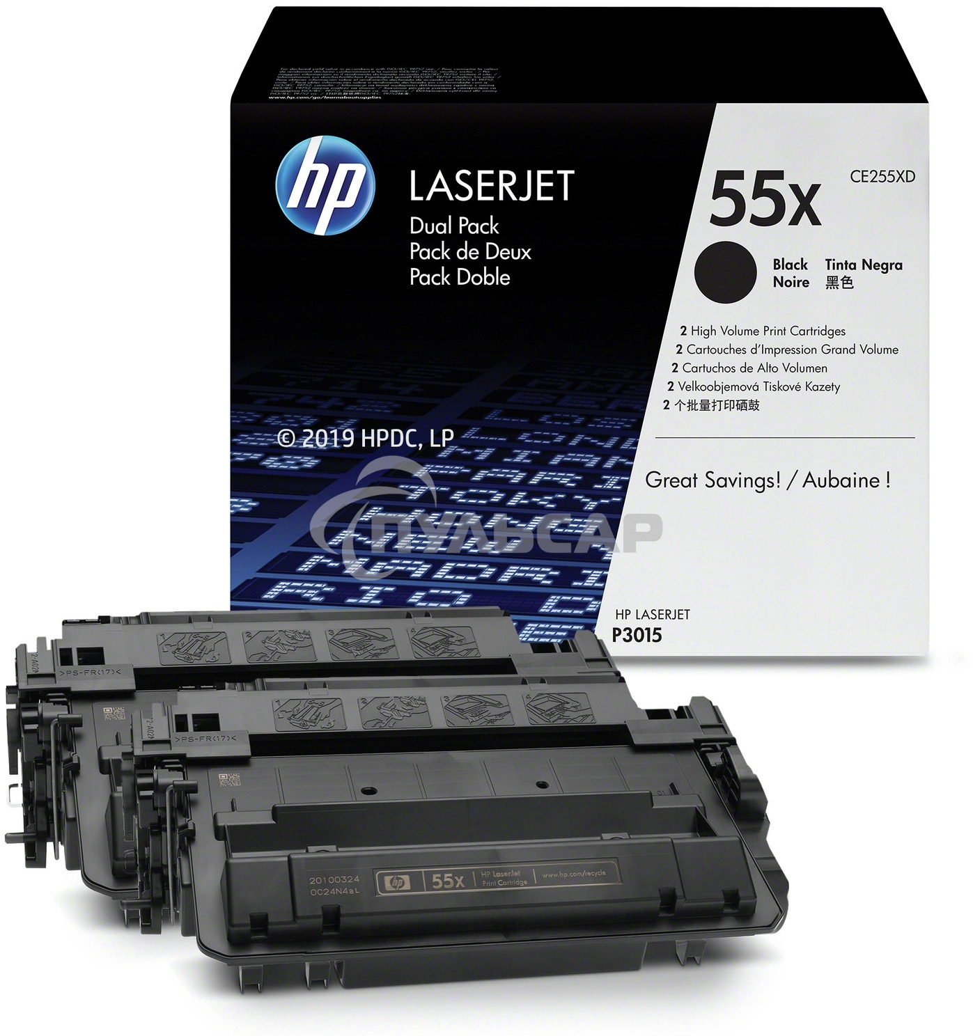 Картридж лазерный набор из 2 шт HP LaserJet CE255XD черный для LJ P3015(2 х 12500стр)