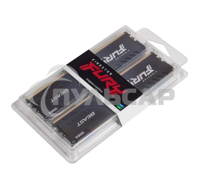 Оперативная память Kingston Fury Beast, DDR4, 64Gb (2x32Gb), 3200MHz, CL16, DIMM, черный