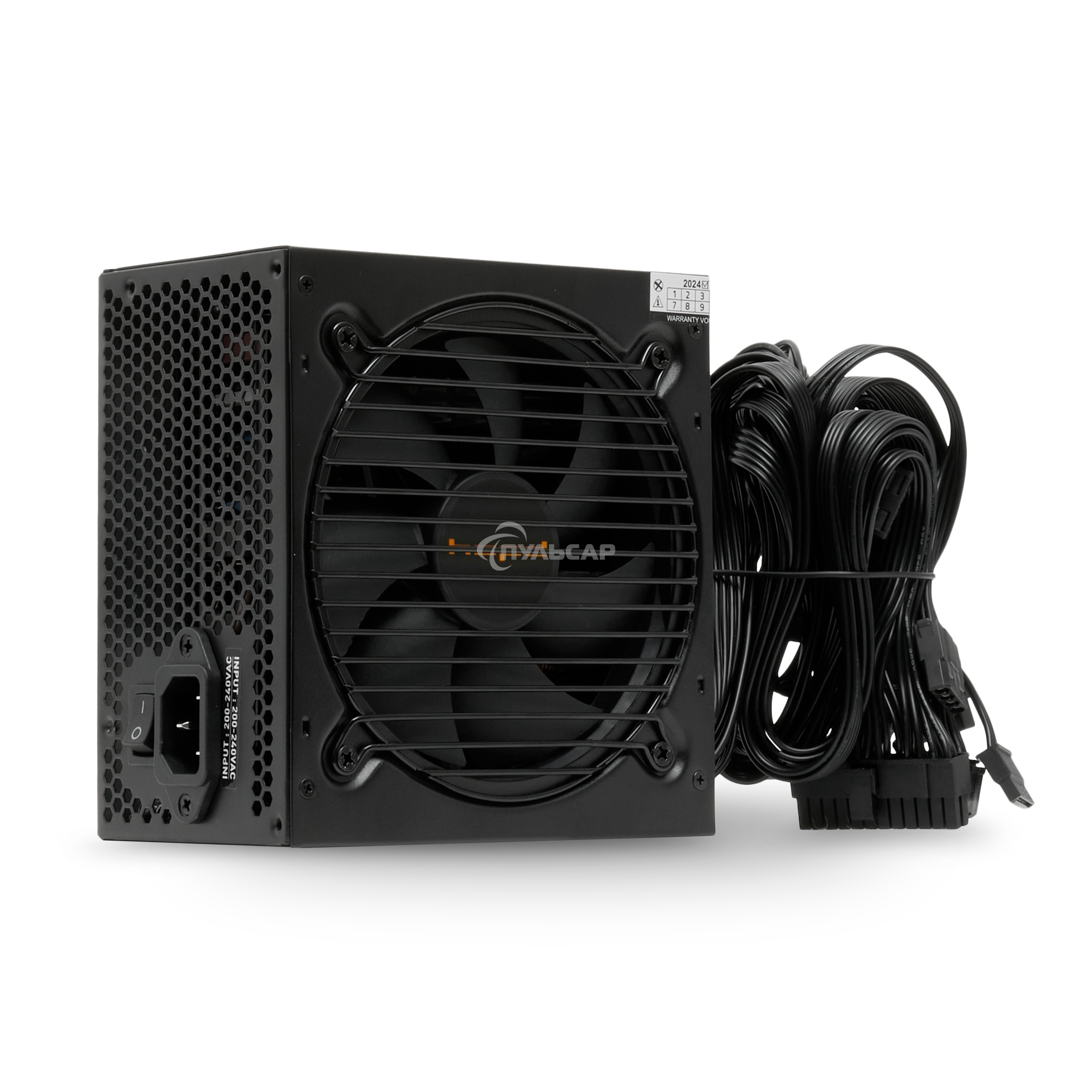 Блок питания HSPD, 600W 80 PLUS White (ATX, 2.52, Non-modular, 1x24(20+4)pin 500мм, 1xCPU 8(4+4)pin 550мм, 1xPCIe*2 8(6+2)pin 500+150мм, 2xSATA*3 400+150+150мм, 1xMOLEX4pin*3 400+150+150мм, Active, 120x120мм, 150x140x86мм, APFC, OVP, UVP, SCP, OPP, NLO, S
