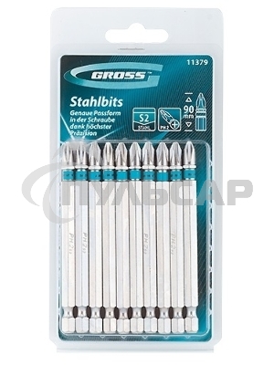 Набор бит GROSS 11379 PH2х90, сталь S2, 10шт