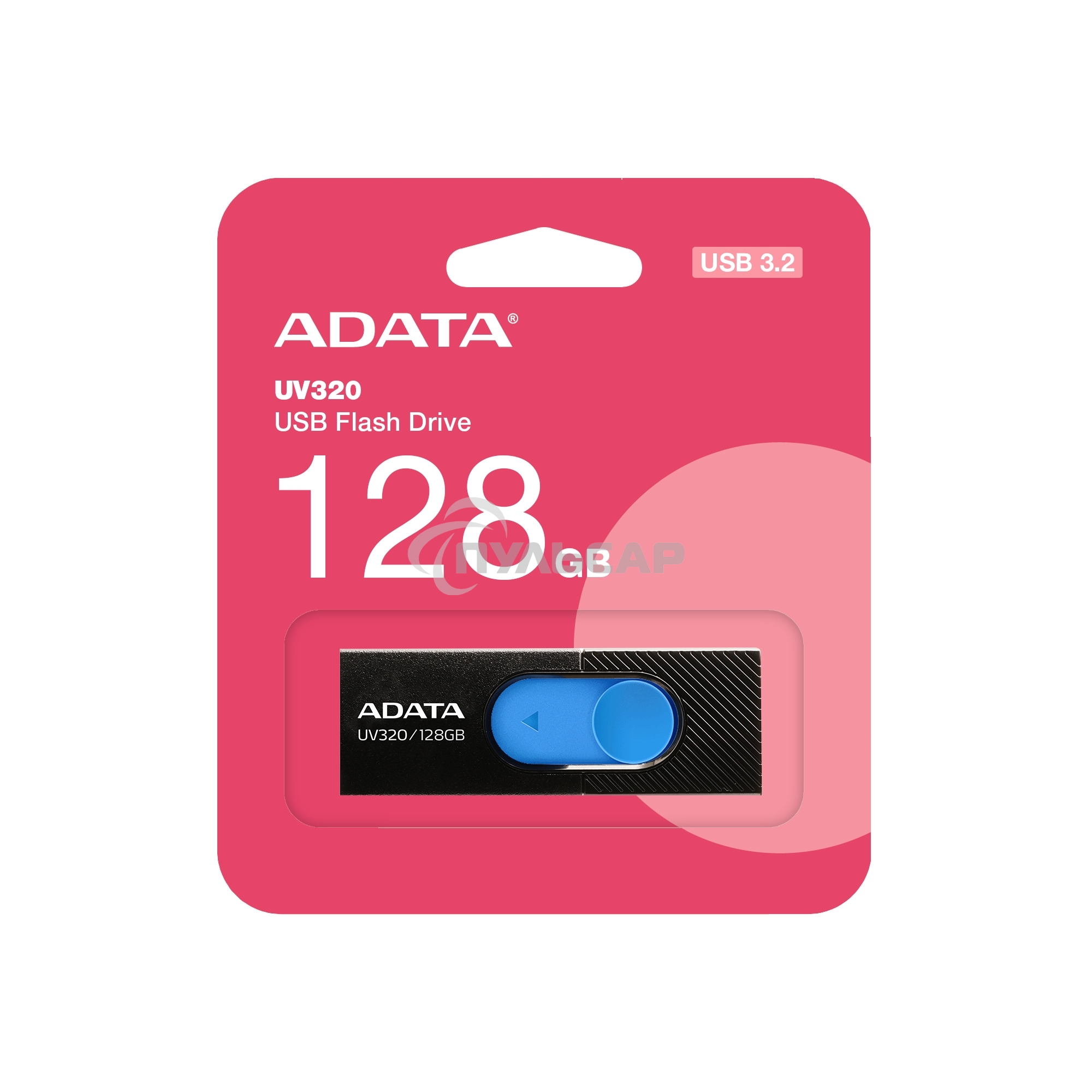 Флешка USB ADATA UV320 (AUV320-128G-RBKBL), 128 Gb, USB 3.2, R/W 100/30, черный/голубой