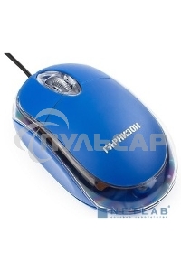 Мышь проводная Гарнизон GM-100B синий, 1000 dpi, USB, кнопки - 3