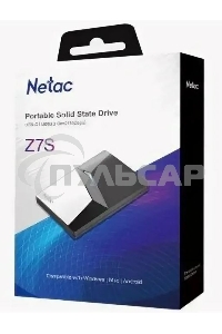 Внешний SSD Netac Z7S, 120 GB, USB 3.2 Gen 2 Type-C, R/W 550/480, черный