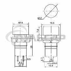 Выключатель-кнопка Rexant 250V 1А (2с) ON-OFF красная