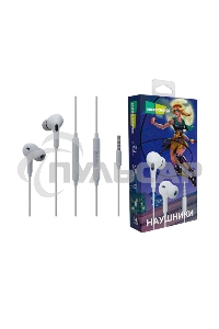 Наушники вакуумные Smart AUX разъем с МК c рег.громкости длина 1.2м More choice G31S белый