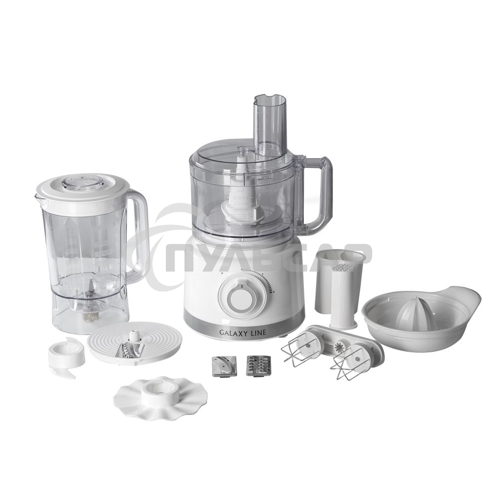 Кухонный комбайн Galaxy Line GL 2309, белый, пластик. чаша 1,5 л, 1000 Вт, 2 скорости и импульс. режим