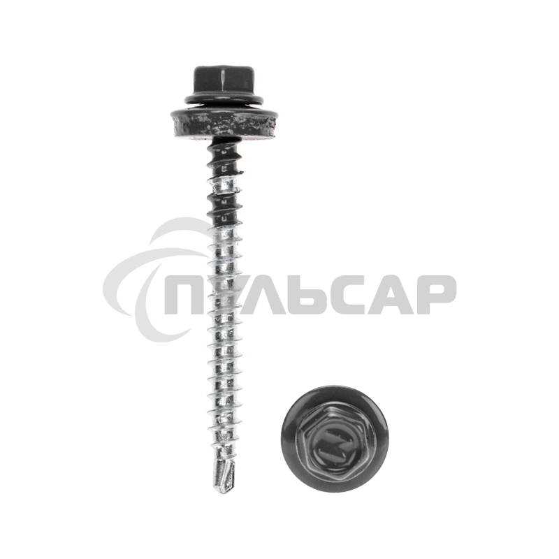 Саморез кровельный KRANZ 4,8х50, окрашенный RAL 7024, короб (150 шт/уп)