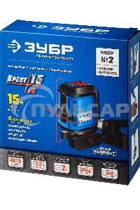 Нивелир лазерный ЗУБР КРЕСТ-15 (34902-2_z01) суперкомпакт, 15м, точн. +/-0,3 мм/м, держатель