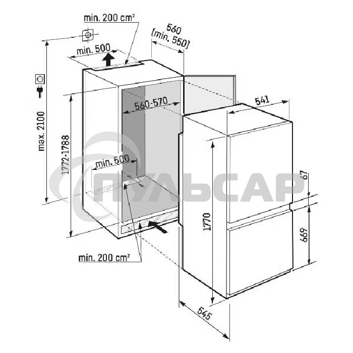 Встраиваемый холодильник Liebherr ICf 5103-22 001 белый двухкамерный 182/80л