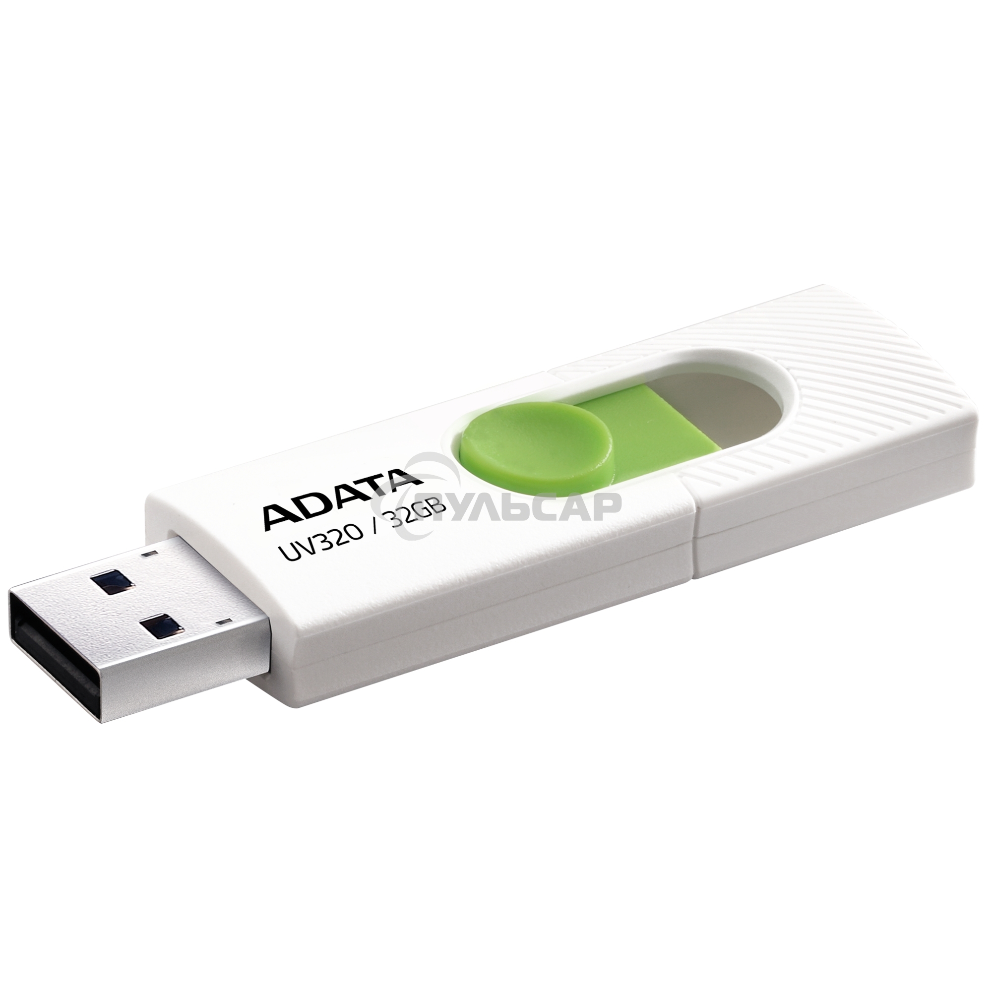 Флешка USB ADATA UV320 (AUV320-32G-RWHGN), 32 Gb, USB 3.2, R/W 100/30, белый/зеленый