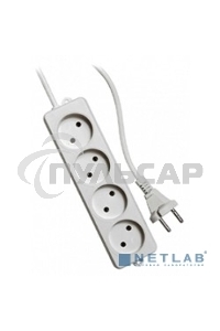 Удлинитель Гарнизон EL-NL4-W-5, 4 розетки допустимый ток 10А, длина 5 м.