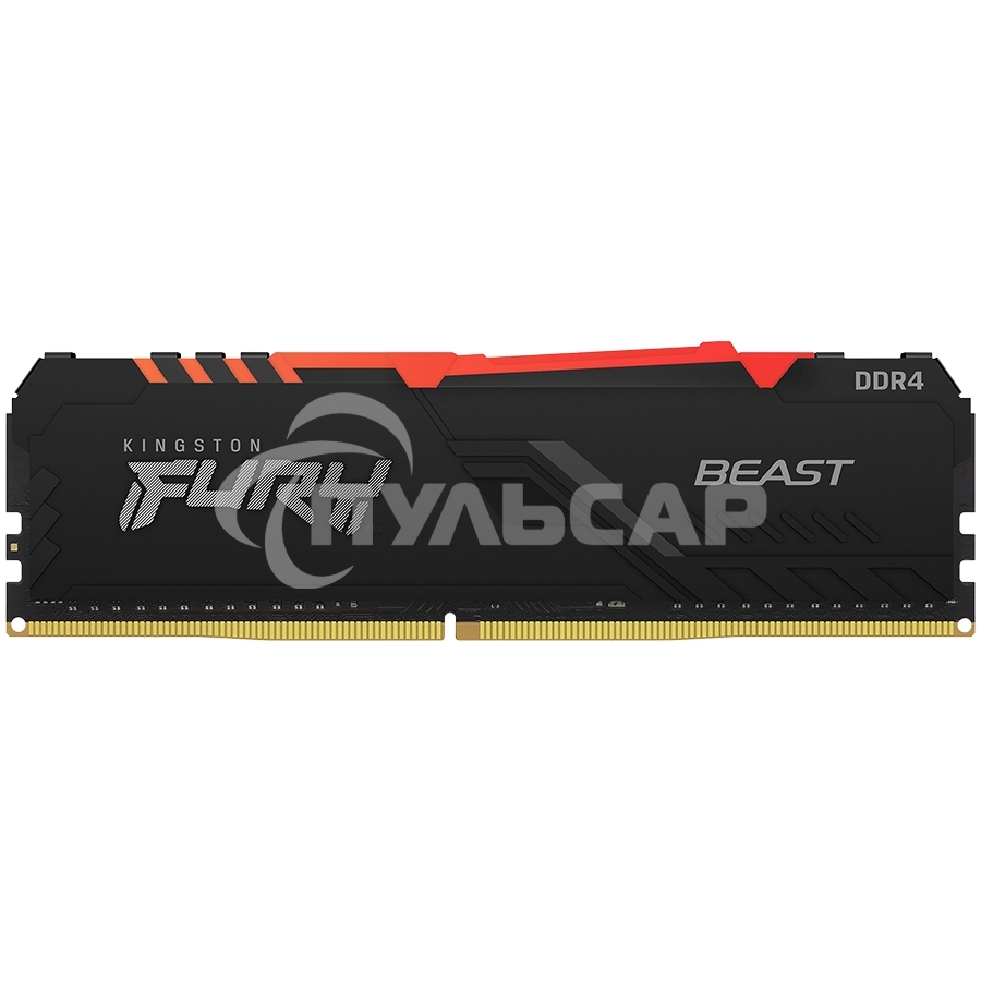 Оперативная память Kingston Fury Beast, DDR4, 16Gb (1x16Gb), 3200MHz, CL16, DIMM, радиатор, RGB, черный