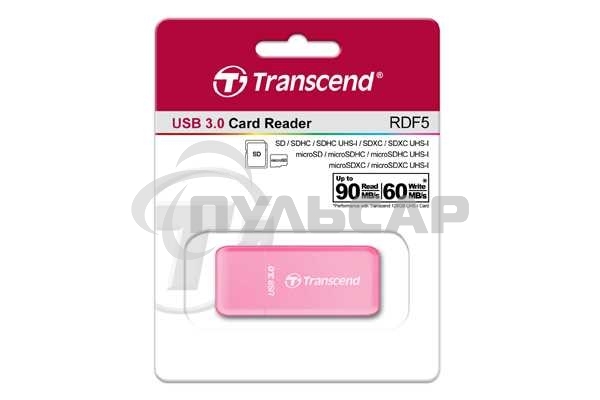 Считыватель карты памяти Transcend All in1 Multi Card Reader, Pink
