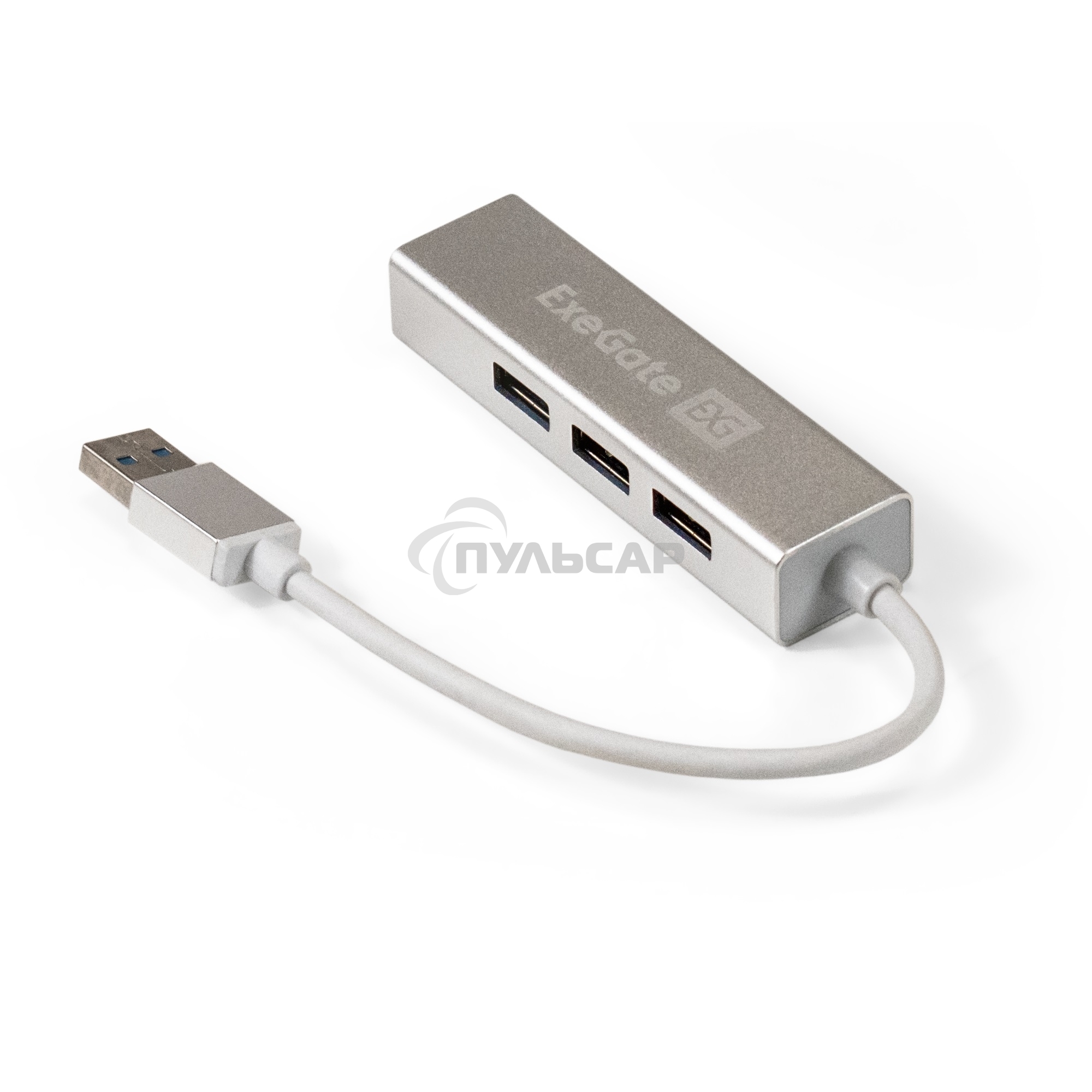 Хаб USB (концентратор) ExeGate DUB-4 (кабель-адаптер USB3.0 --> 4xUSB3.0, Plug&Play, серебристый)