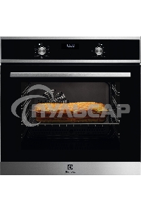 Электрический духовой шкаф Electrolux с кольцевым нагревательным элементом SurroundCook, основной цвет - нержавеющая сталь c Anti Finger Print, утапливаемые переключатели, таймер отключения, отложенный старт, будильник, хромированные направляющие из нержа