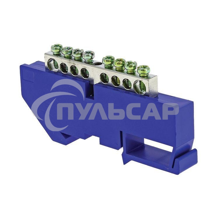 Шина нулевая N 6х9 8 отвер. никель син. изолятор на DIN-рейку PROxima EKF sn1-63-08-d