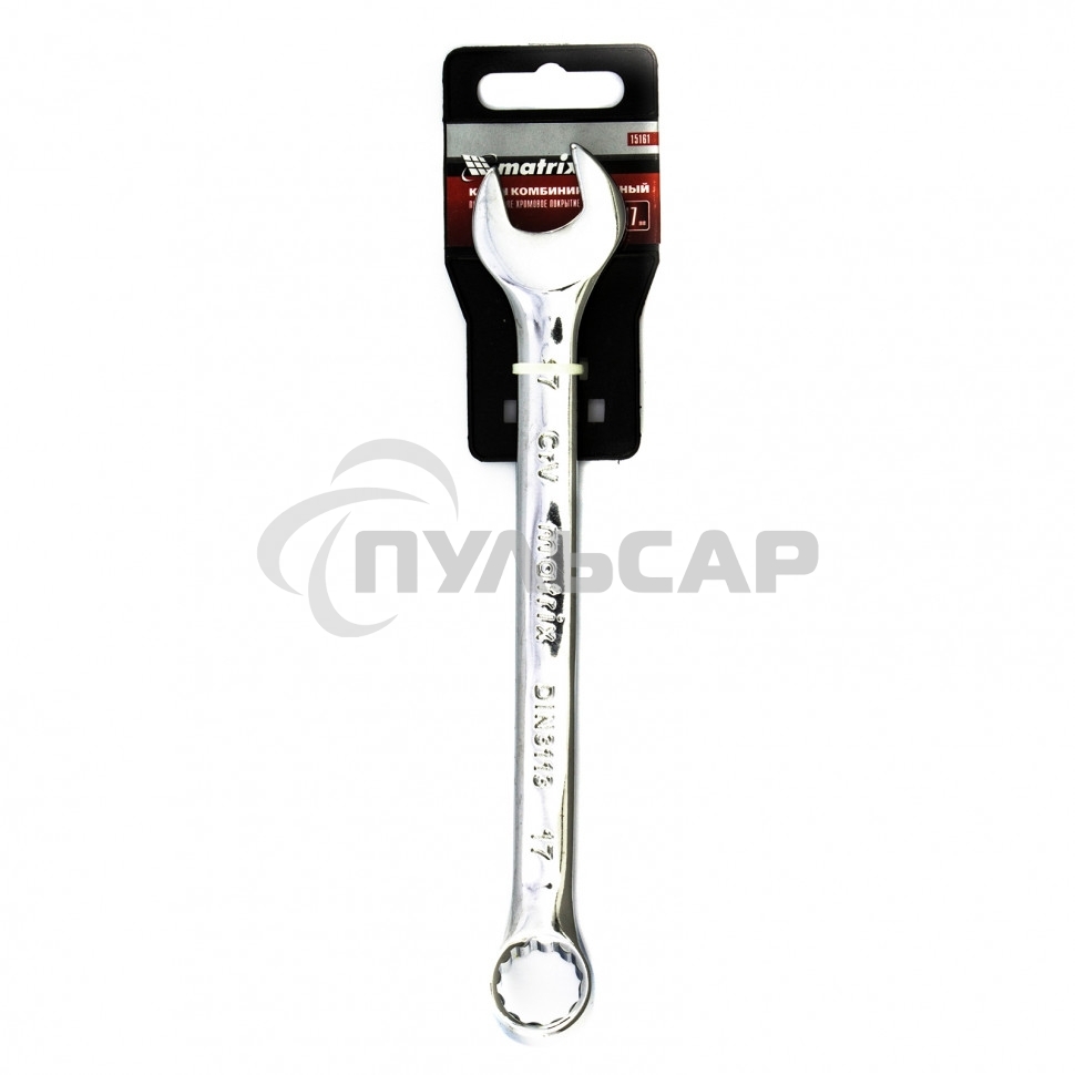 Ключ комбинированный Matrix, 17 мм, CrV, полированный хром