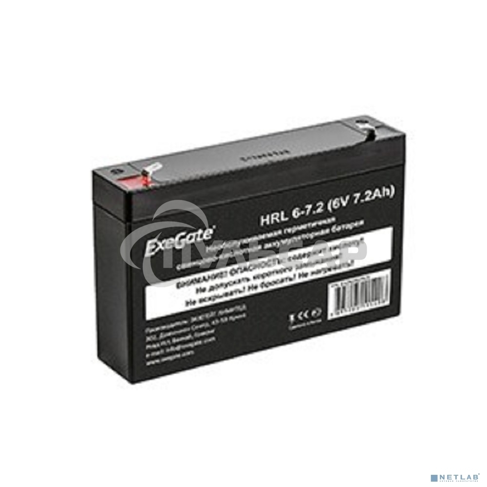 Батарея ExeGate HRL 6-7.2 (6V 7.2Ah), клеммы F1