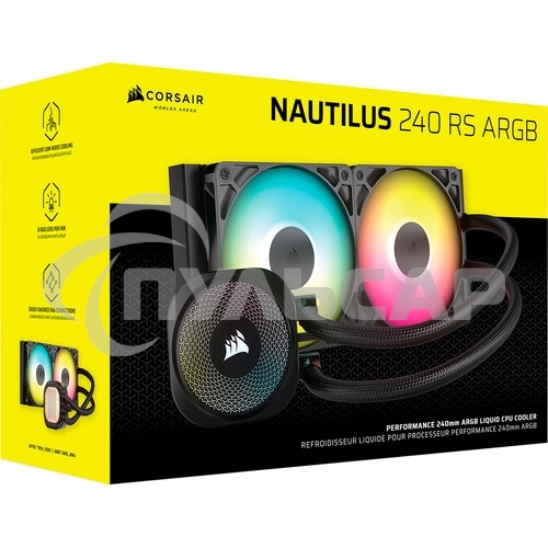 Система жидкостного охлаждения Corsair NAUTILUS 240 ARGB (240мм, черный, ARGB/ Fans: 2x120мм, 74.37CFM, 34dBA, 2100RPM/ S: 1851, 1700, AM5, AM4)