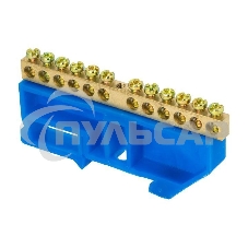 Шина нулевая N 6х9 12 отвер. латунь син. изолятор на DIN-рейку PROxima EKF sn0-63-12-d