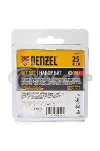 Набор бит PH1х25, сталь S2, шестигранный профиль, 10 шт. Denzel
