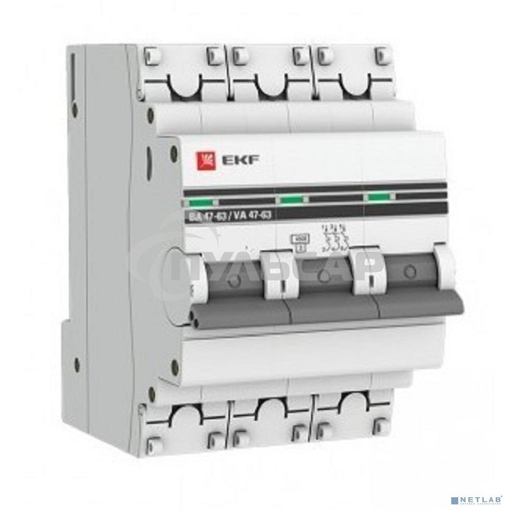 Выключатель автоматический EKF mcb4763-3-16C-pro 3P 16А (C) 4,5kA ВА 47-63 EKF PROxima