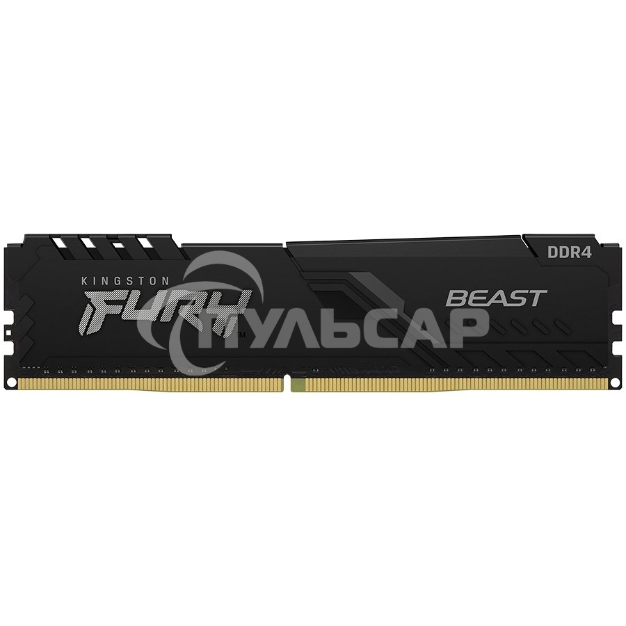 Оперативная память Kingston Fury Beast, DDR4, 16Gb (1x16Gb), 3200MHz, CL16, DIMM, с радиатором, черный