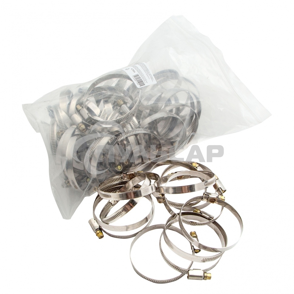 Хомуты нержав. сталь, стандартное болтовое крепление 50-70 мм, ширина 9 мм, 50 шт. Сибртех