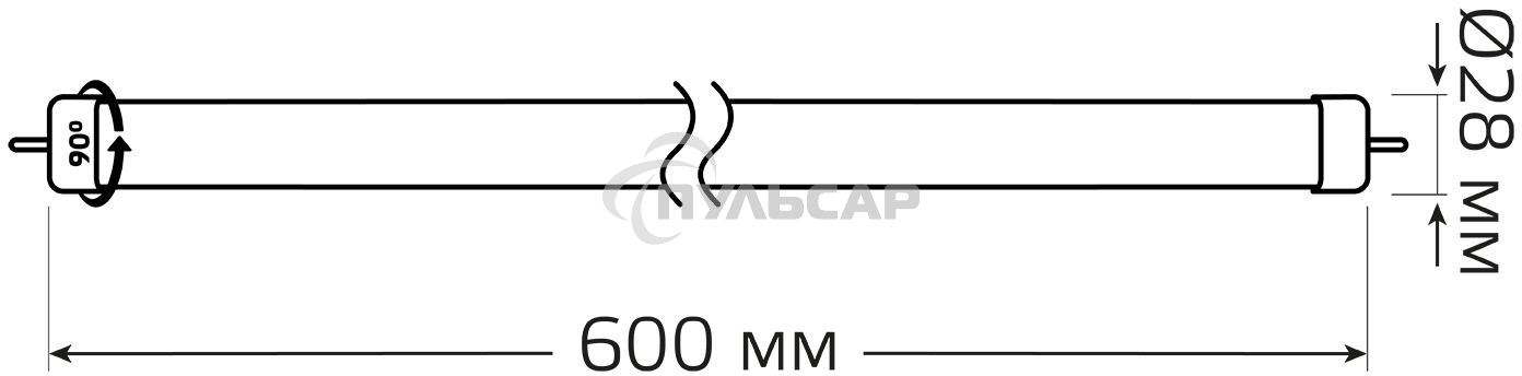 Лампа светодиодная Gauss Elementary T8 10Вт 4000К G13 780лм 600мм стекло поворотная