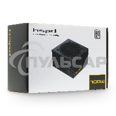 Блок питания HSPD, 700W 80 PLUS White (ATX, 2.52, Non-modular, 1x24(20+4)pin 500мм, 1xCPU 8(4+4)pin 550мм, 1xPCIe*2 8(6+2)pin 500+150мм, 2xSATA*3 400+150+150мм, 1xMOLEX4pin*3 400+150+150мм, Active, 120x120мм, 150x140x86мм, APFC, OVP, UVP, SCP, OPP, NLO, S