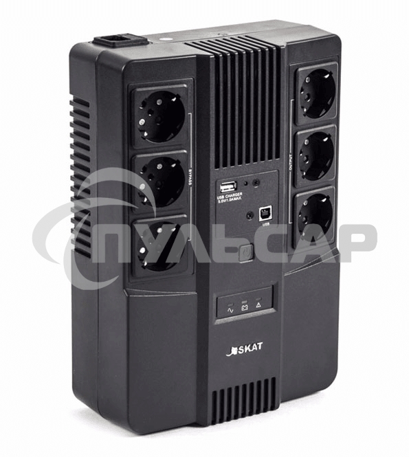 Источник бесперебойного питания SKAT-UPS 800 AI ИБП 220В 480Вт 1 АКБ 9А.ч внутр. меандр. стаб-ция напр-я. 6 выходов Бастион 452