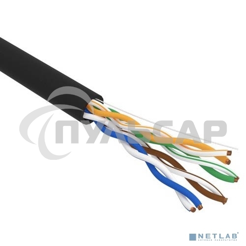 Кабель витая пара U/UTP, CAT 5e, PE, 4PR, 24AWG, OUTDOOR, SOLID, черный, 305м, РФ Rexant