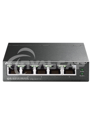 Коммутатор 5-Port 10/100Mbps Unmanaged Switch with 4-Port PoE, meta case, desktop mount, PoE budget 41W.
