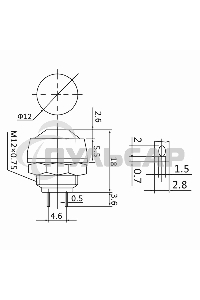 Выключатель-кнопка Rexant 250V 1А (2с) OFF-(ON) Б/Фикс синяя Micro