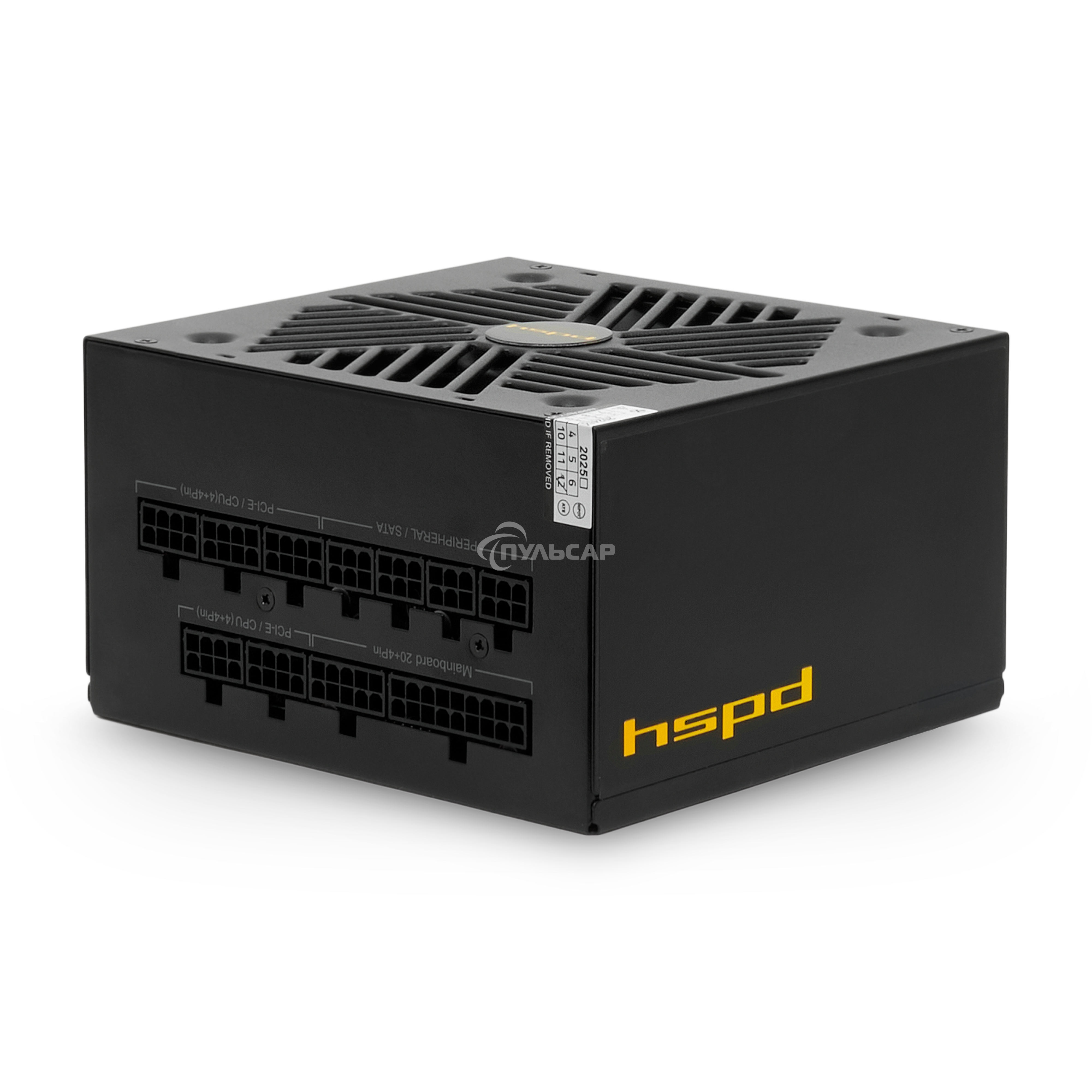 Блок питания HSPD, 750W 80 PLUS Gold (ATX, 2.52, Full modular, 1x24(20+4)pin mesh 550мм, 1xCPU*2 8(4+4)pin 650+150мм, 2xPCIe*2 8(6+2)pin 500+150мм, 2xSATA*3 450+150+150мм, 1xMOLEX4pin*3 450+150+150мм, Active, 120x120мм, 150x140x86мм, APFC, OVP, UVP, SCP, 